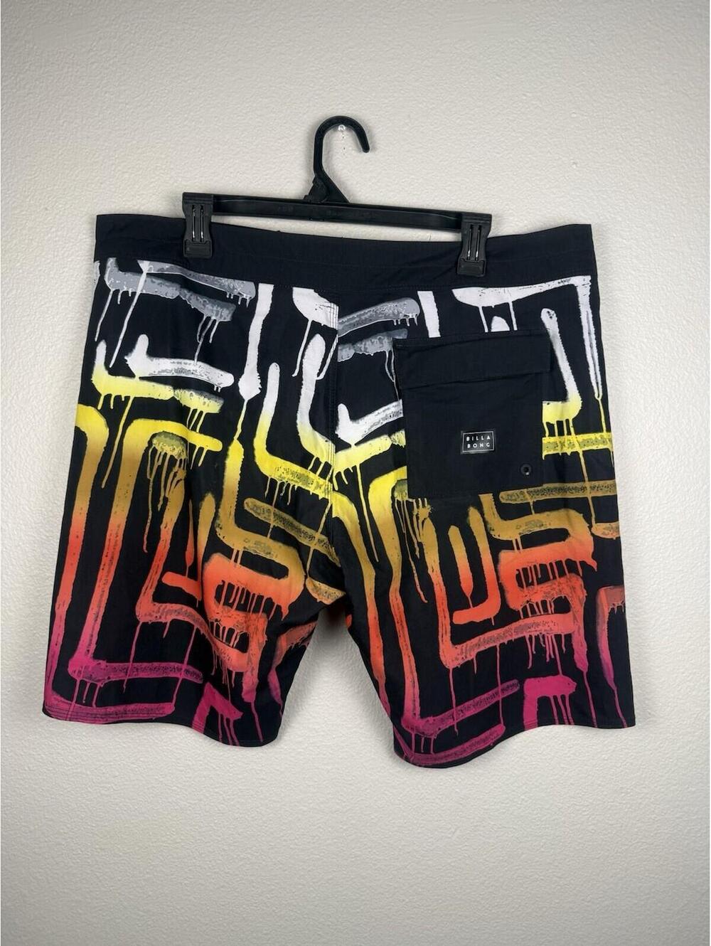 Billabong Airlite Sundays Boardshorts 38 Graffiti Neon Surf Swim Trunks - Picture 2 of 7
